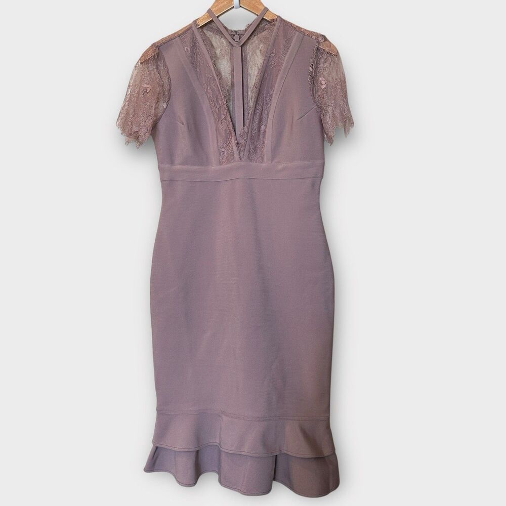 Venus Mauve Dress Peplum Hem New With Tags Lace Top Medium